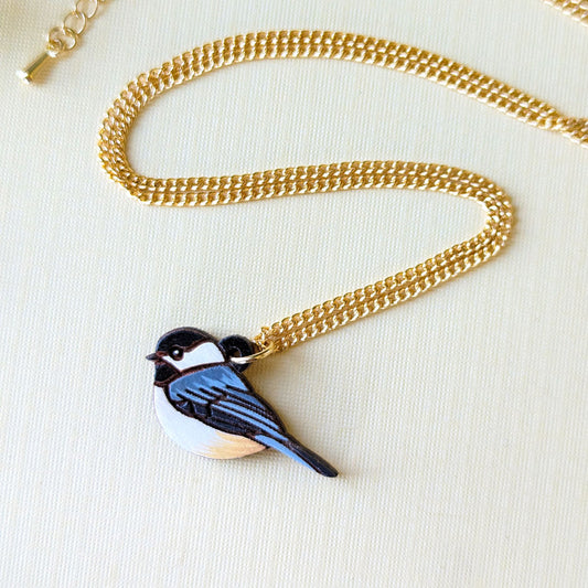 Mini Chickadee Bird Necklace