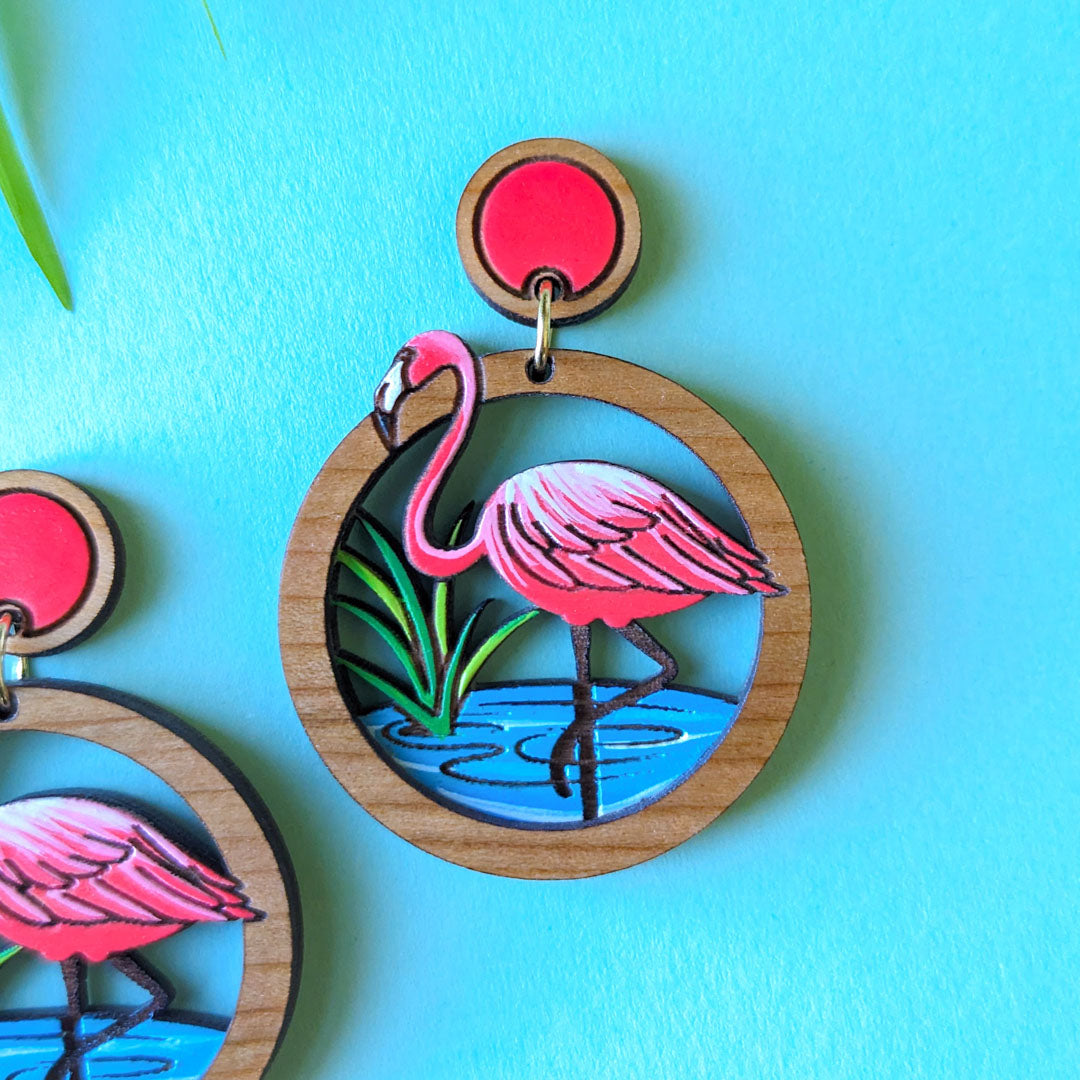 Pink Flamingo Statement Earrings