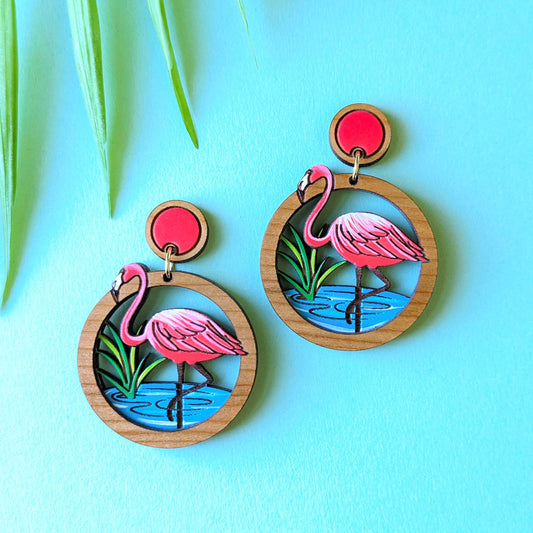 Pink Flamingo Statement Earrings