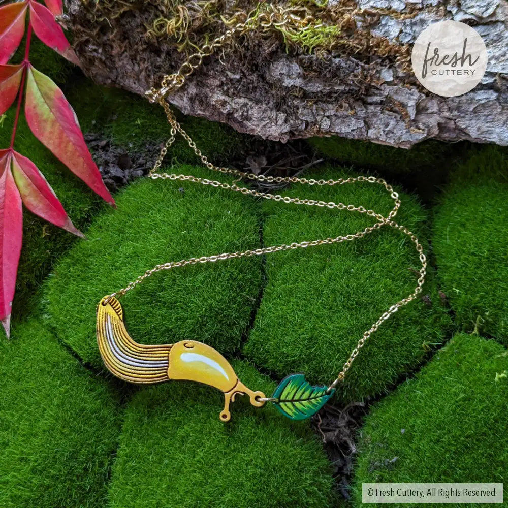 Banana Slug Necklace Gold Chain Necklaces