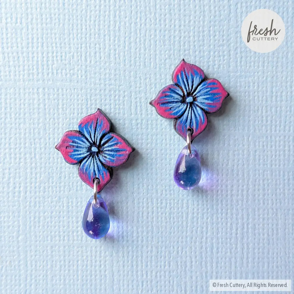 Blue Hydrangea Drops Studs