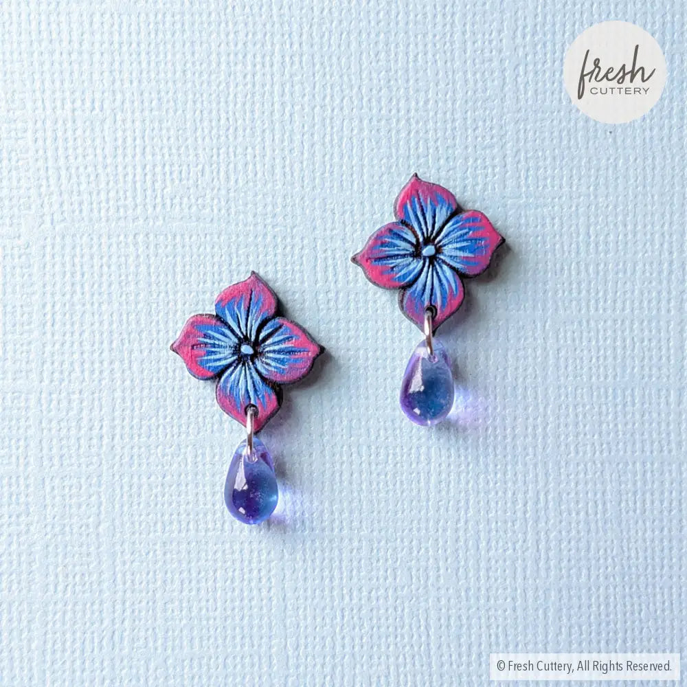 Blue Hydrangea Drops Studs