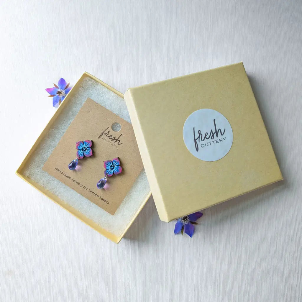 Blue Hydrangea Drops Studs