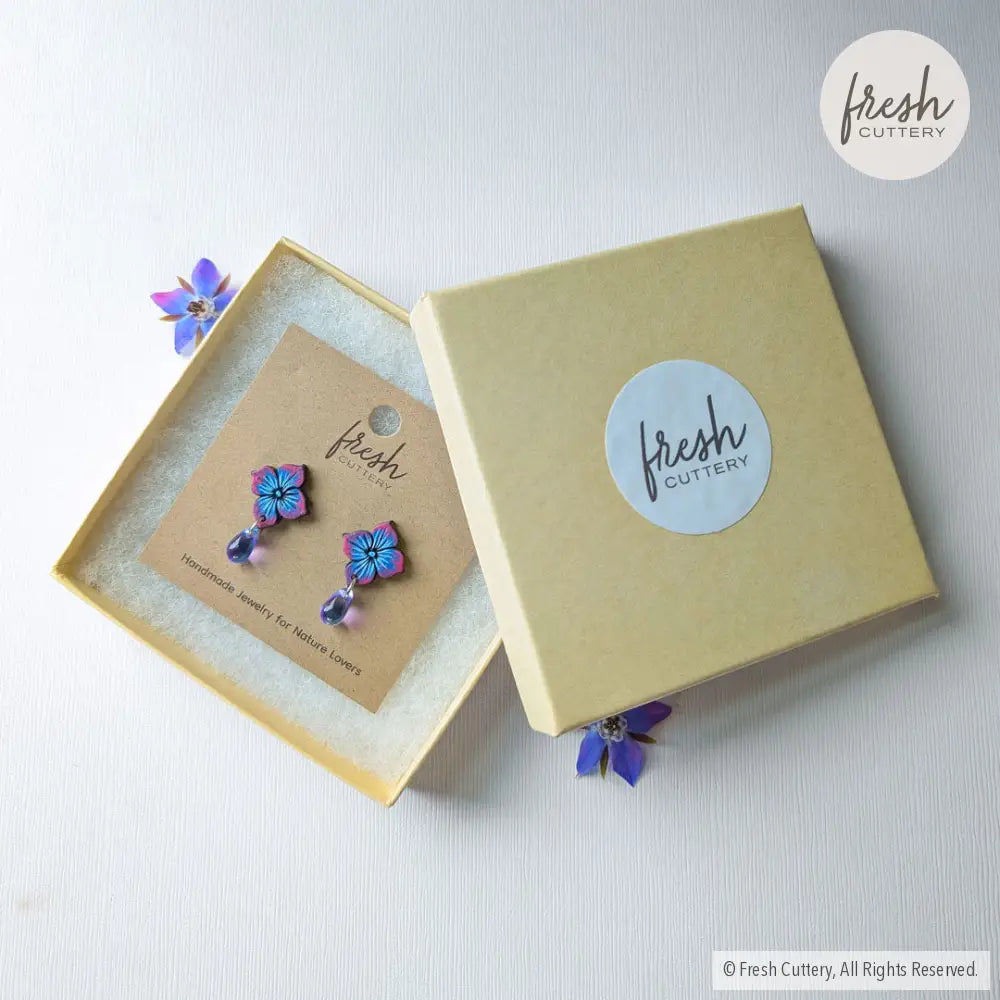 Blue Hydrangea Drops Studs