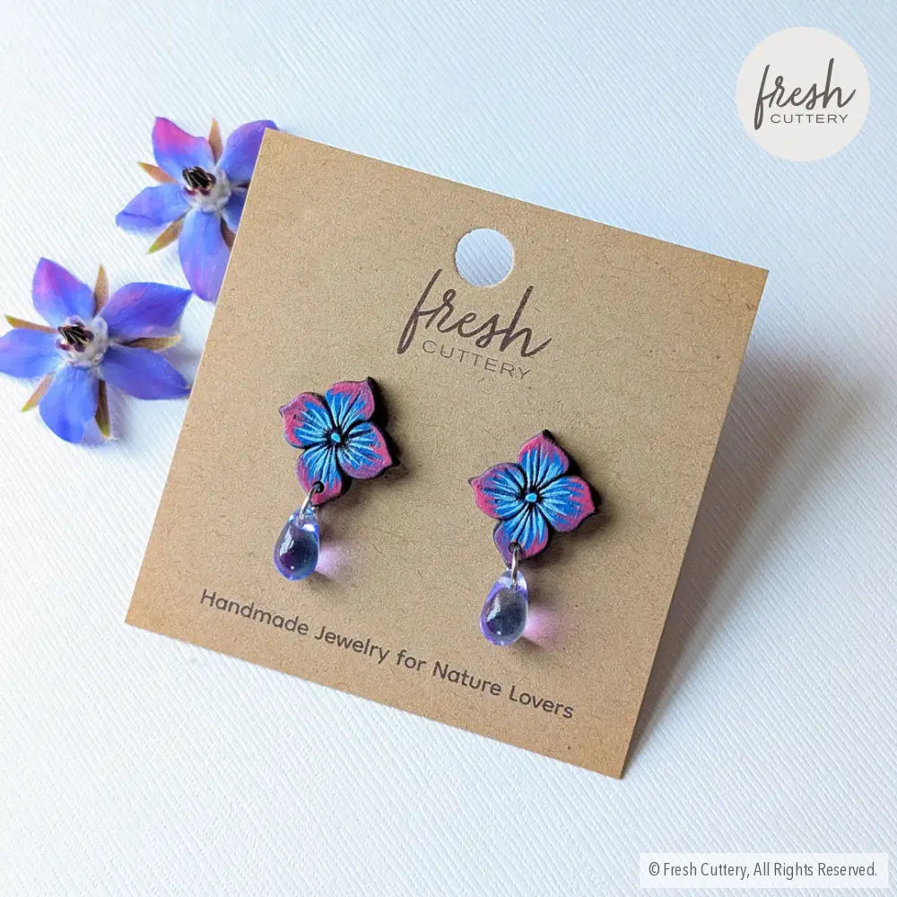 Blue Hydrangea Drops Studs