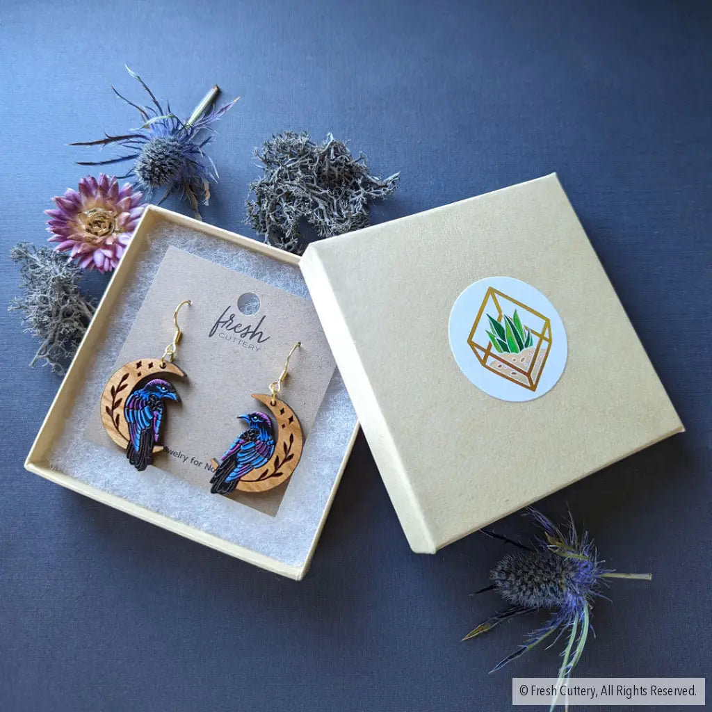Celestial Raven Mini Hoops Dangle And Drop Earrings