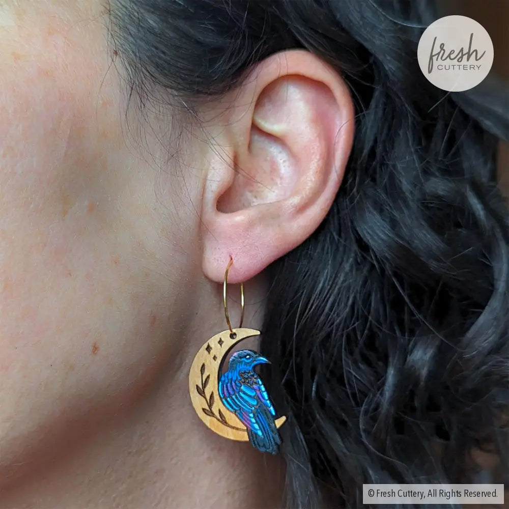 Celestial Raven Mini Hoops Dangle And Drop Earrings