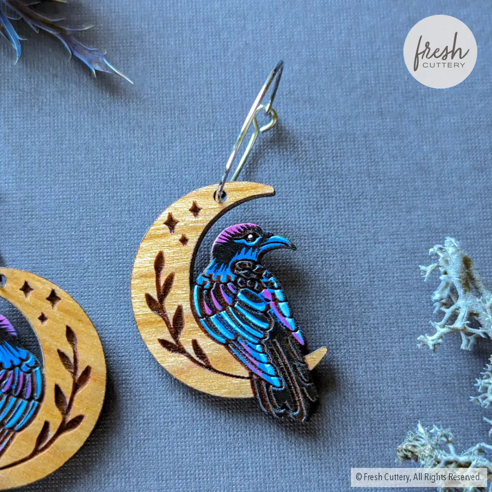 Celestial Raven Mini Hoops Dangle And Drop Earrings