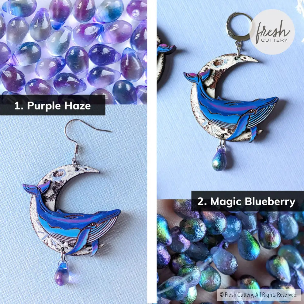 Celestial Whale Statement Earrings Dangle and Drop Earrings