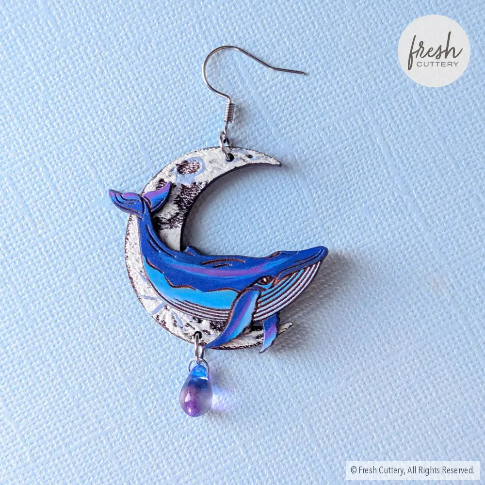 Celestial Whale Statement Earrings Dangle and Drop Earrings