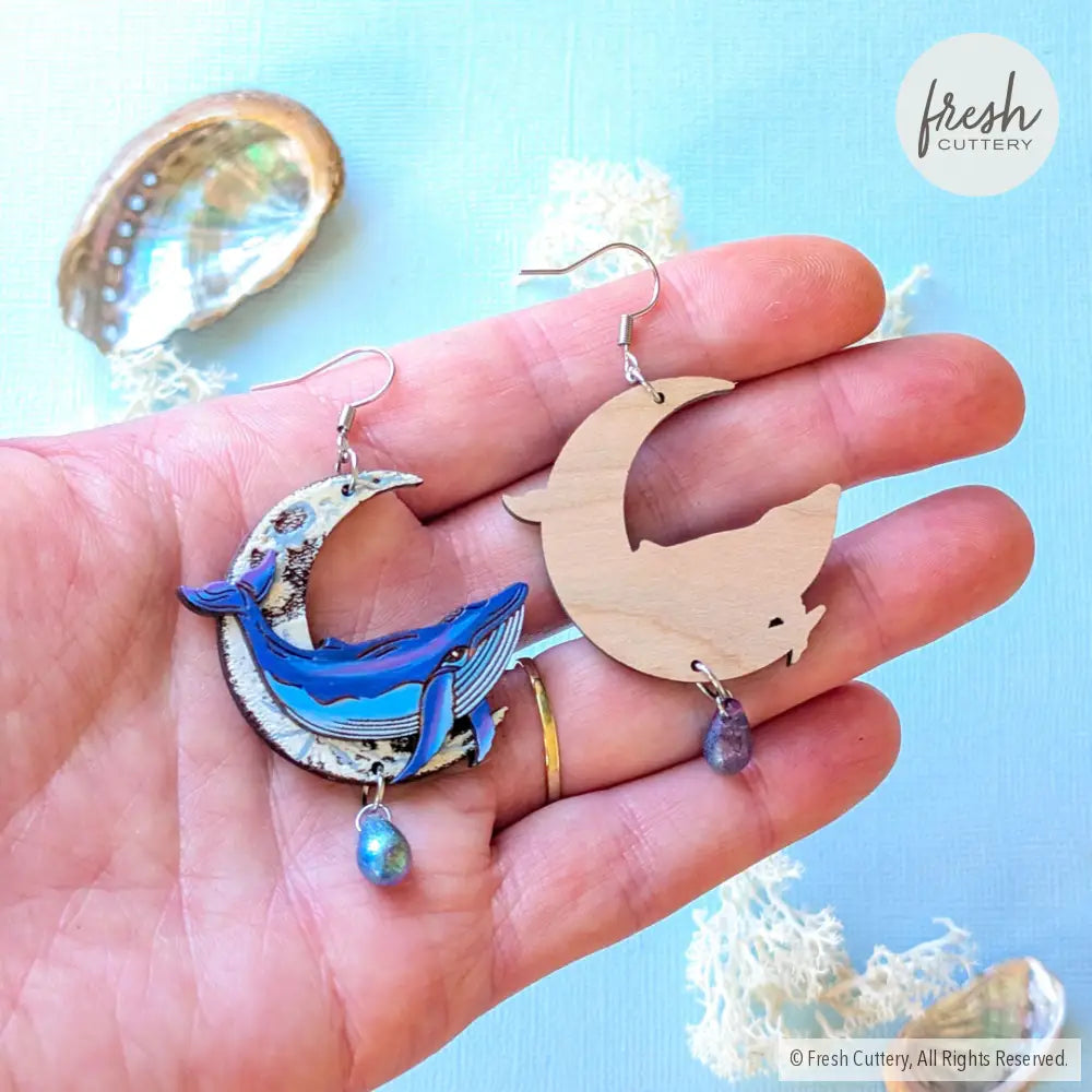 Celestial Whale Statement Earrings Dangle and Drop Earrings
