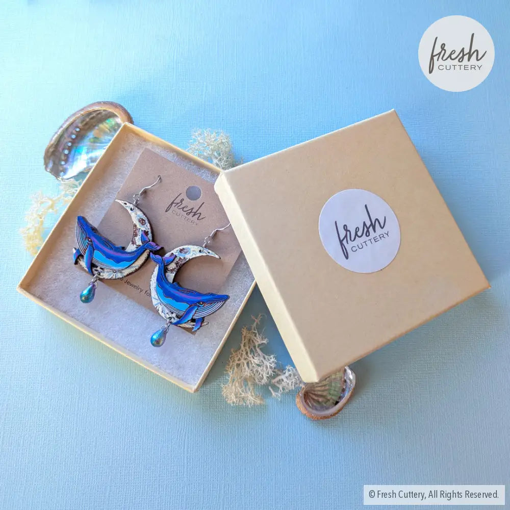Celestial Whale Statement Earrings Dangle and Drop Earrings