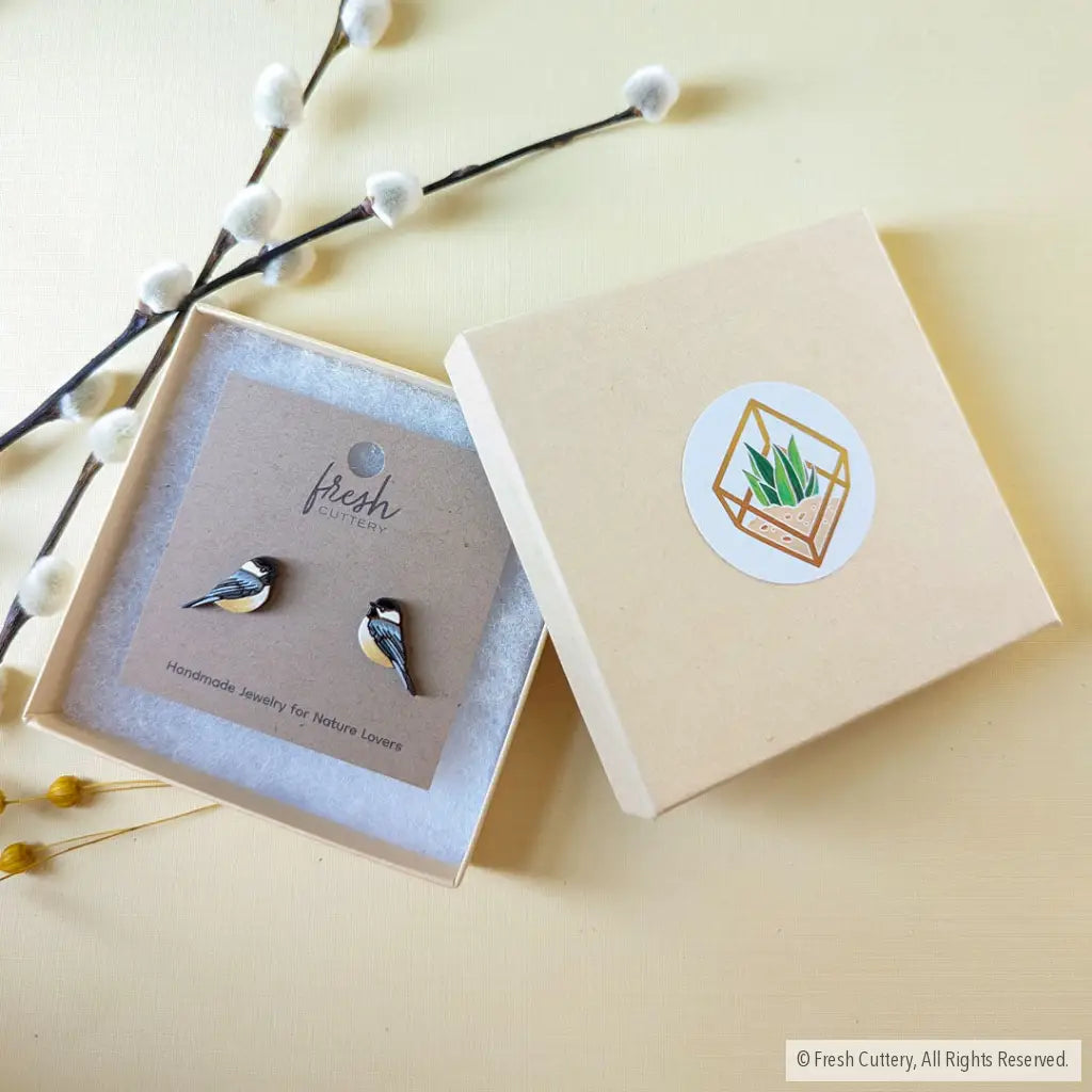 Chickadee Bird Studs