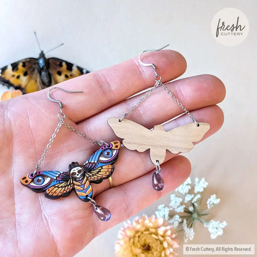 Death’s Head Hawkmoth Earrings Dangle and Drop Earrings