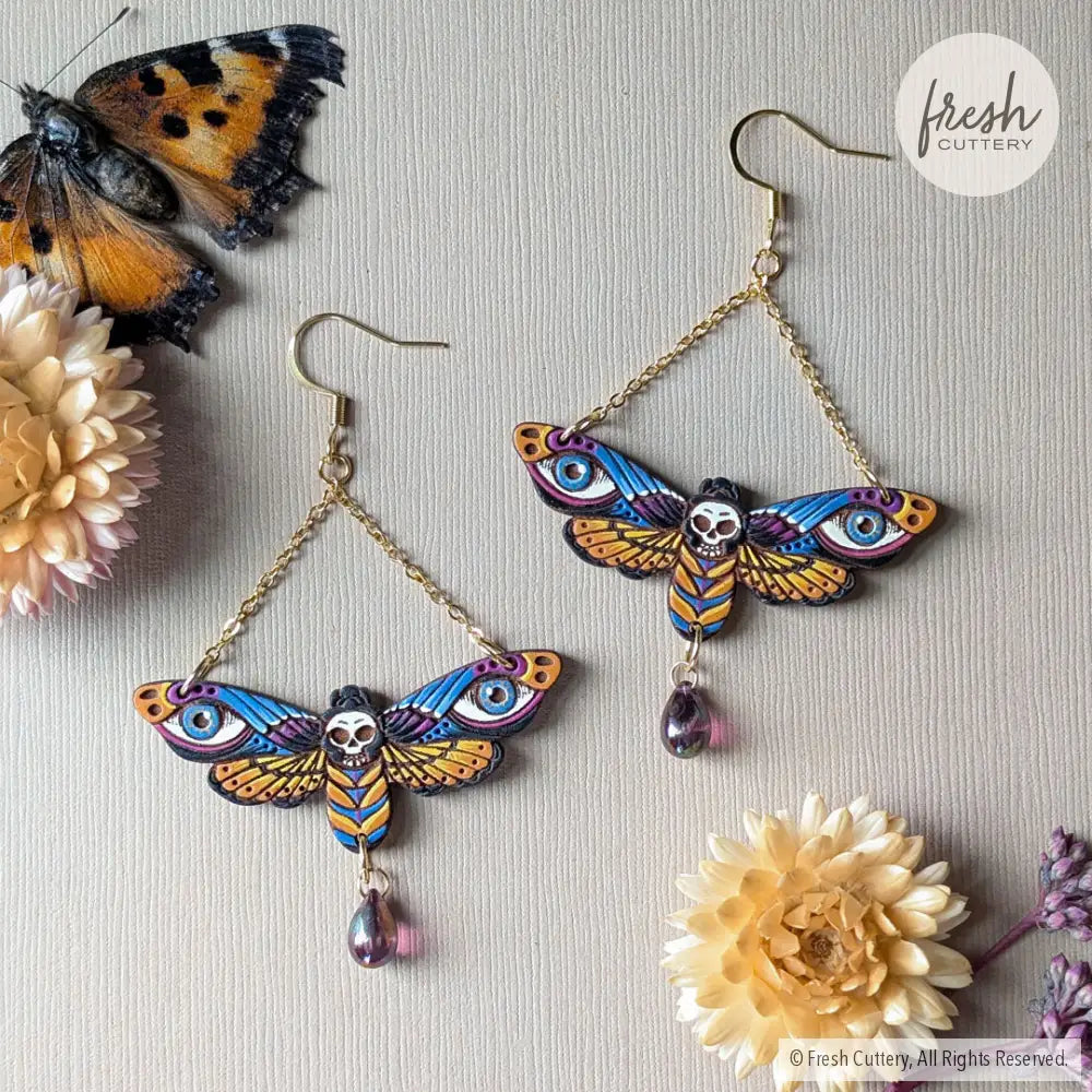 Death’s Head Hawkmoth Earrings Dangle and Drop Earrings