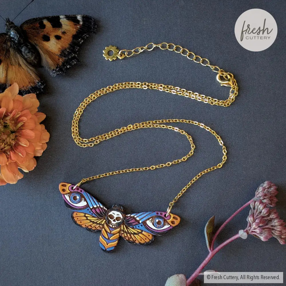 Death’s Head Hawkmoth Necklace Gold Necklaces