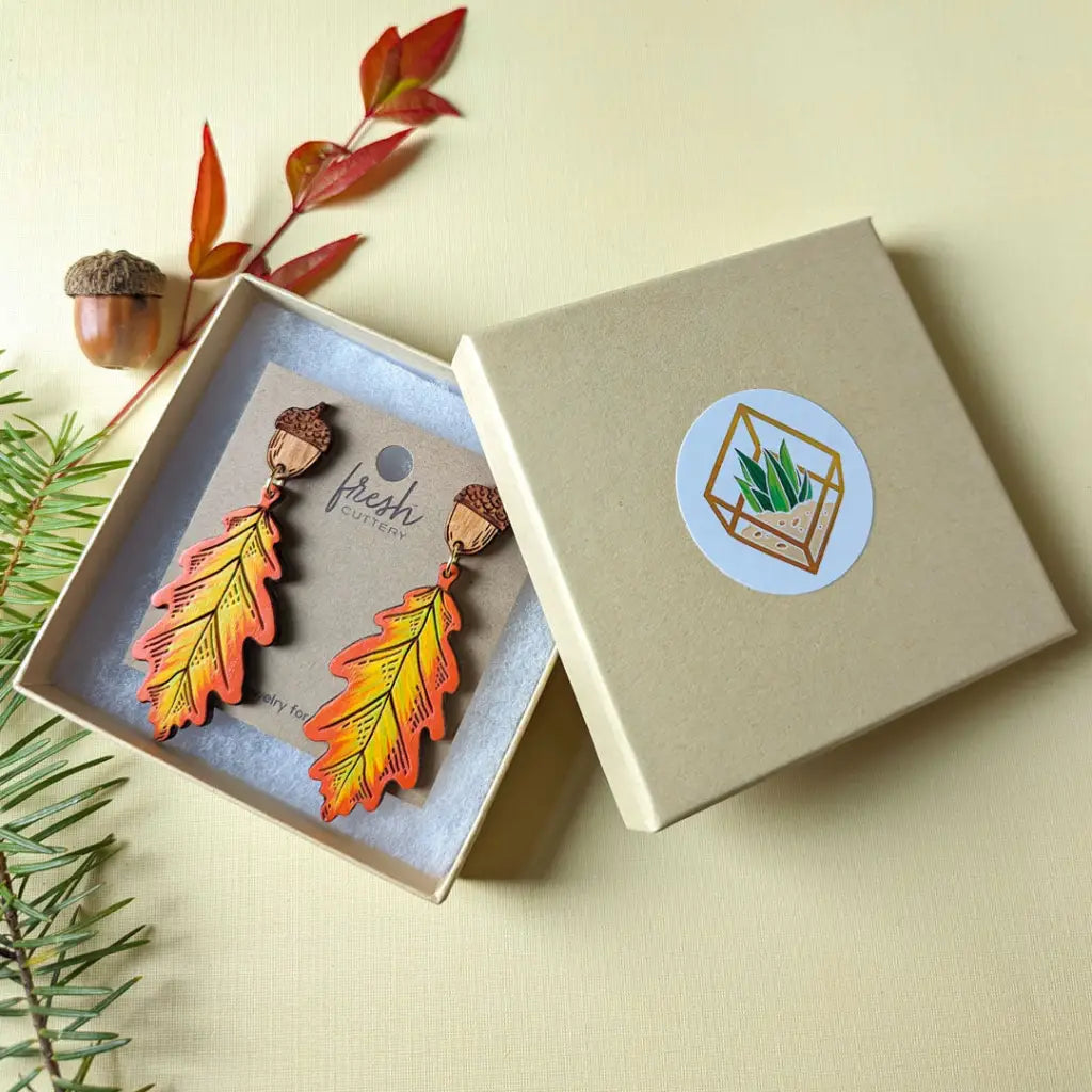 Fall Oak Leaf Earrings Dangle And Drop