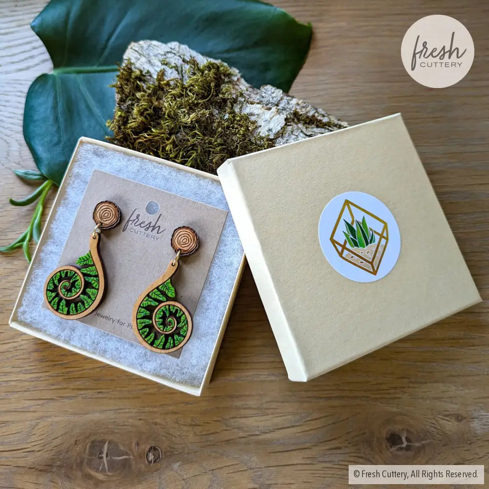 Fiddlehead Fern Spiral Earrings Dangle And Drop