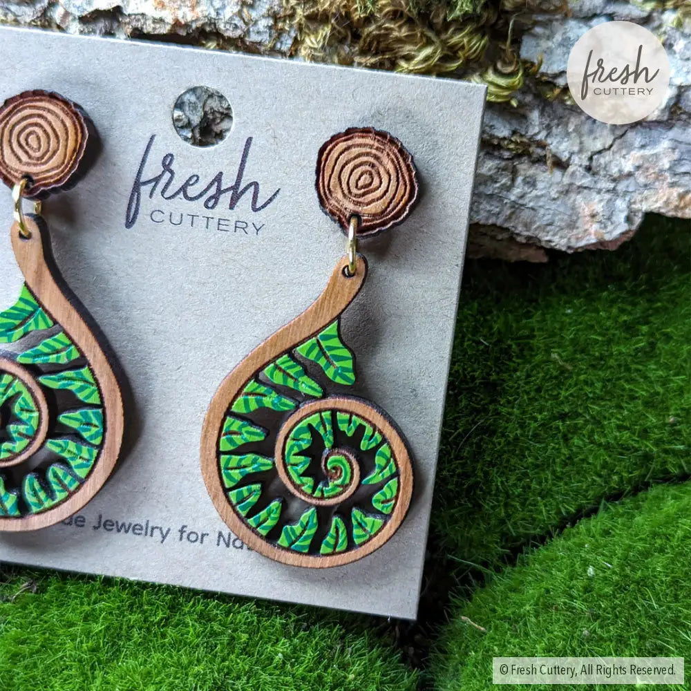 Fiddlehead Fern Spiral Earrings Dangle And Drop