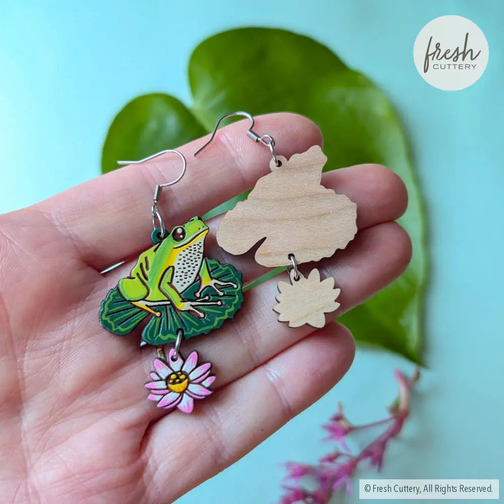 Tree Frog Statement Earrings Dangle and Drop Earrings