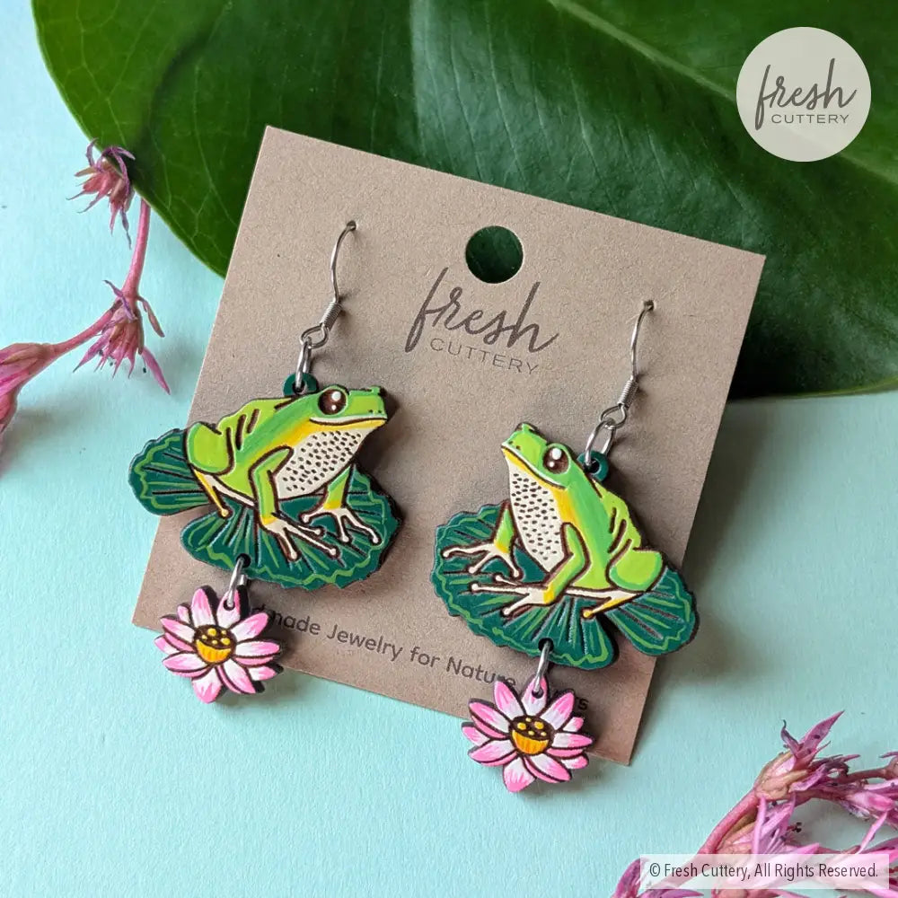 Tree Frog Statement Earrings Dangle and Drop Earrings