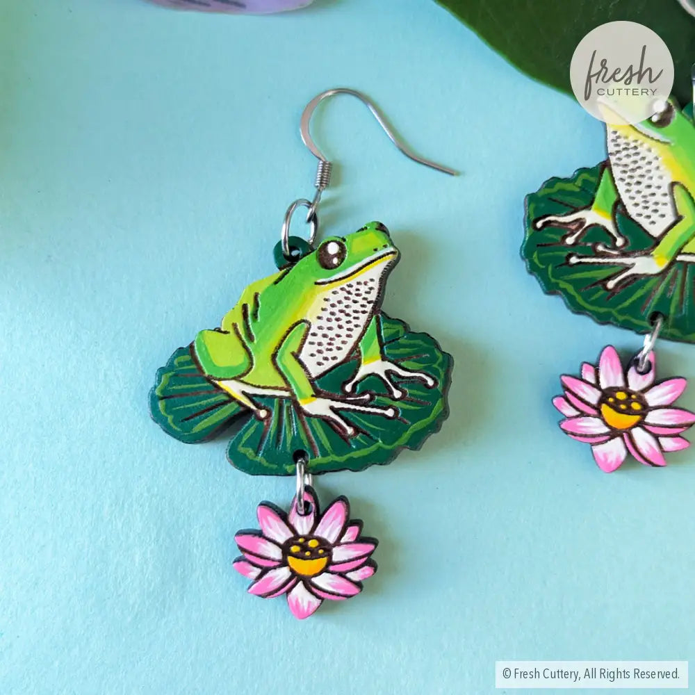 Tree Frog Statement Earrings Dangle And Drop