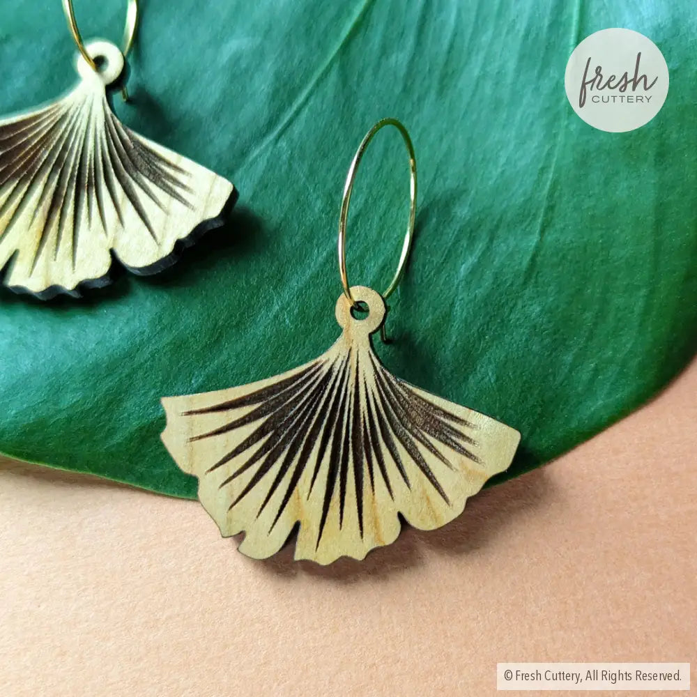 Ginkgo Leaf Hoop Earrings Dangle And Drop