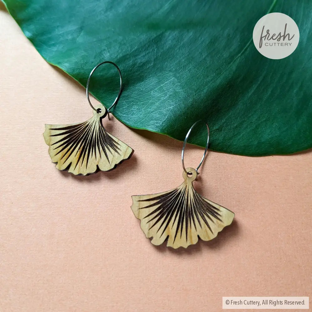 Ginkgo Leaf Hoop Earrings Silver Hoops Dangle And Drop