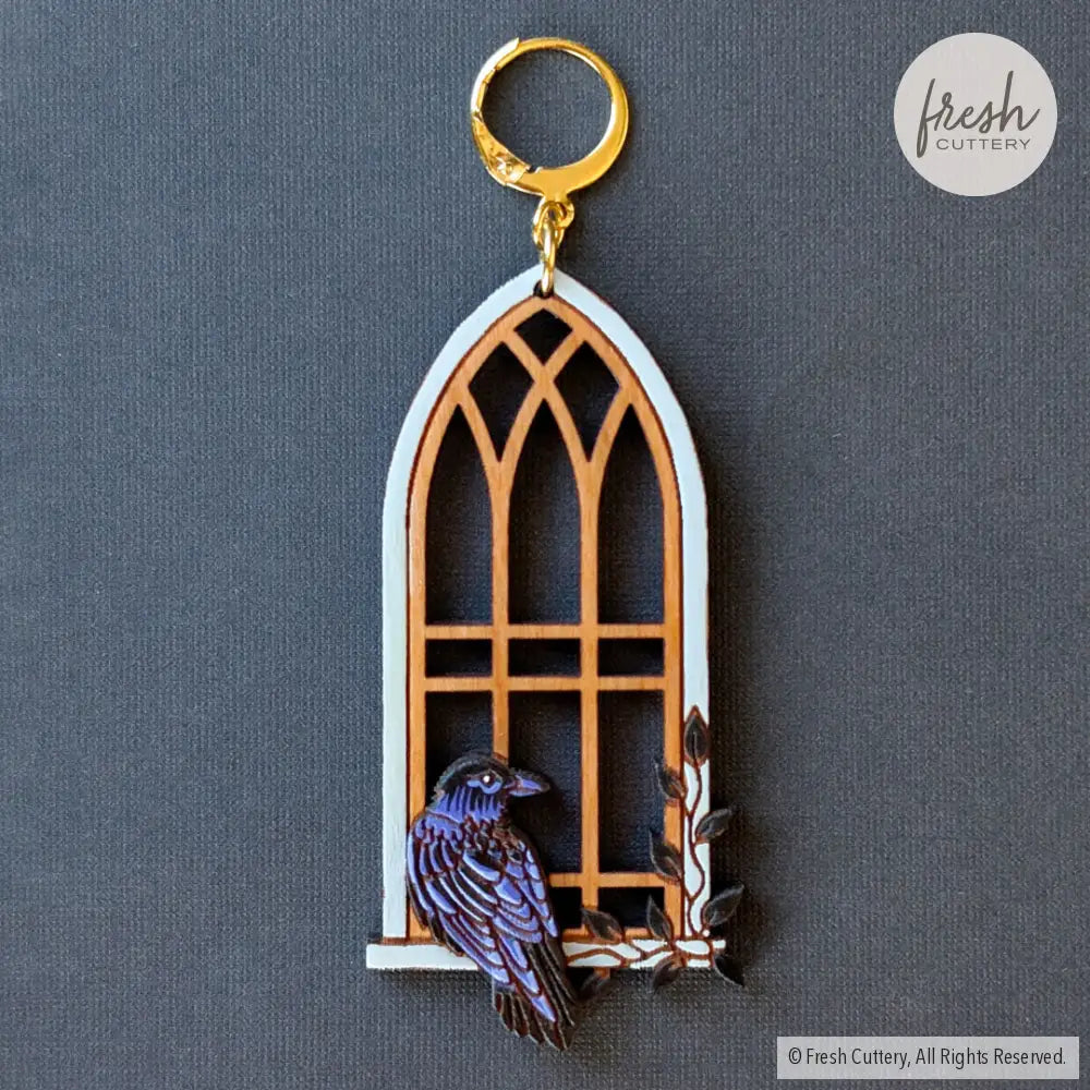 Gothic Cathedral Raven Earrings Dangle and Drop Earrings
