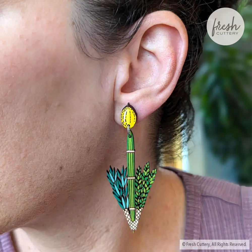 Jewish Lulav And Etrog Earrings Dangle Drop
