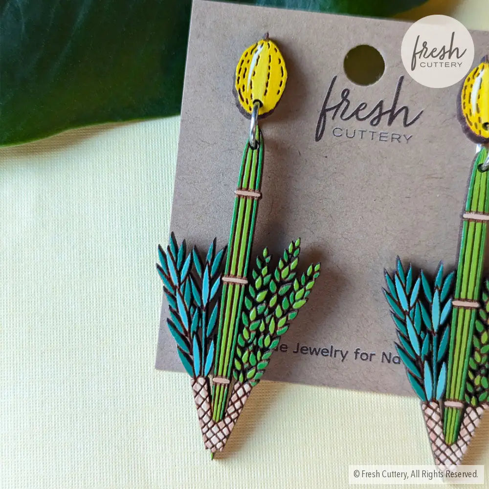 Jewish Lulav And Etrog Earrings Dangle Drop