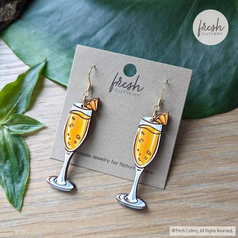 Mimosa Cocktail Earrings Gold Ear Wires Dangle And Drop