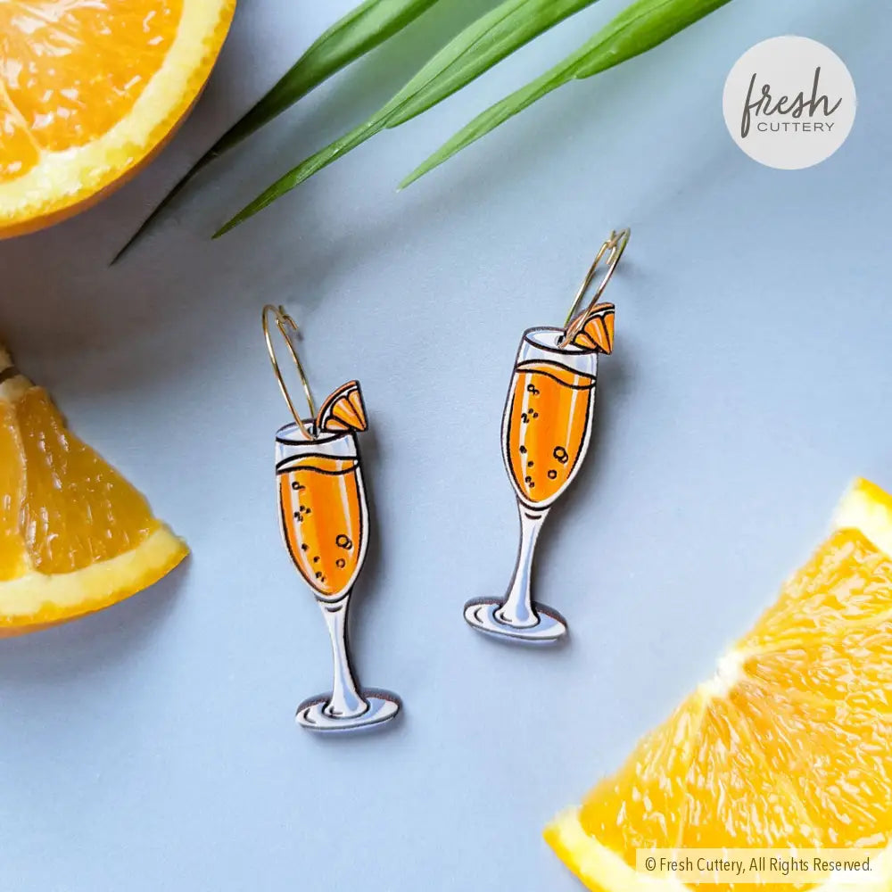 Mimosa Cocktail Earrings Gold Hoops Dangle And Drop