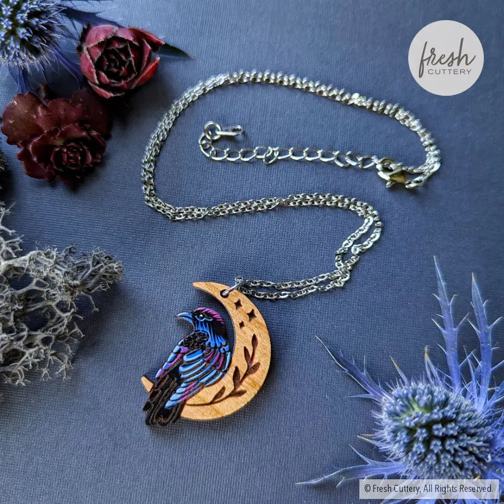 Mini Celestial Raven Necklace Silver Chain Necklaces