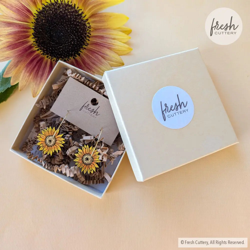 Mini Golden Sunflower Hoops Dangle and Drop Earrings