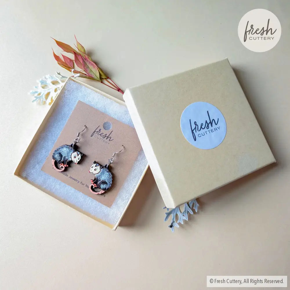 Mini Opossum Earrings Dangle and Drop Earrings