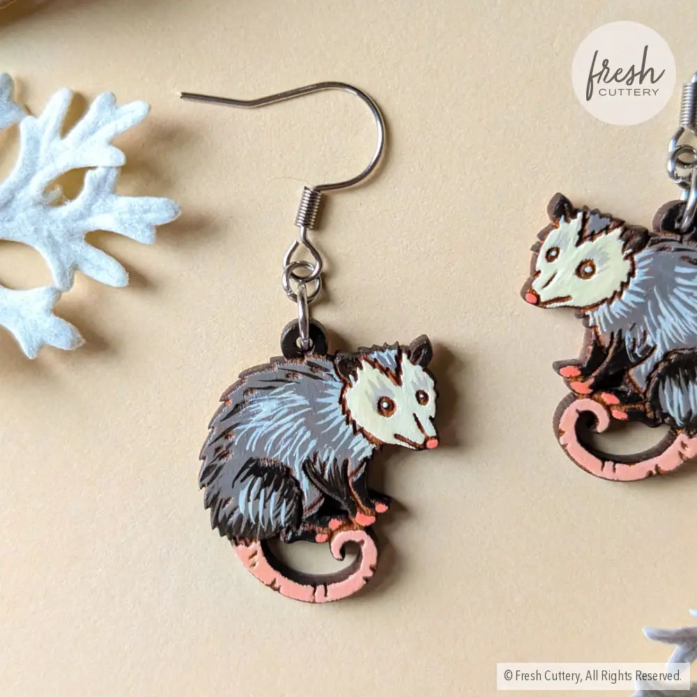Mini Opossum Earrings Dangle and Drop Earrings