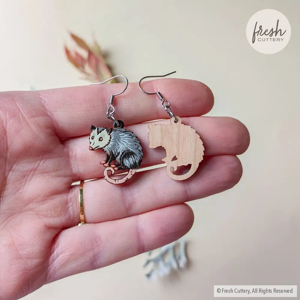 Mini Opossum Earrings Dangle and Drop Earrings