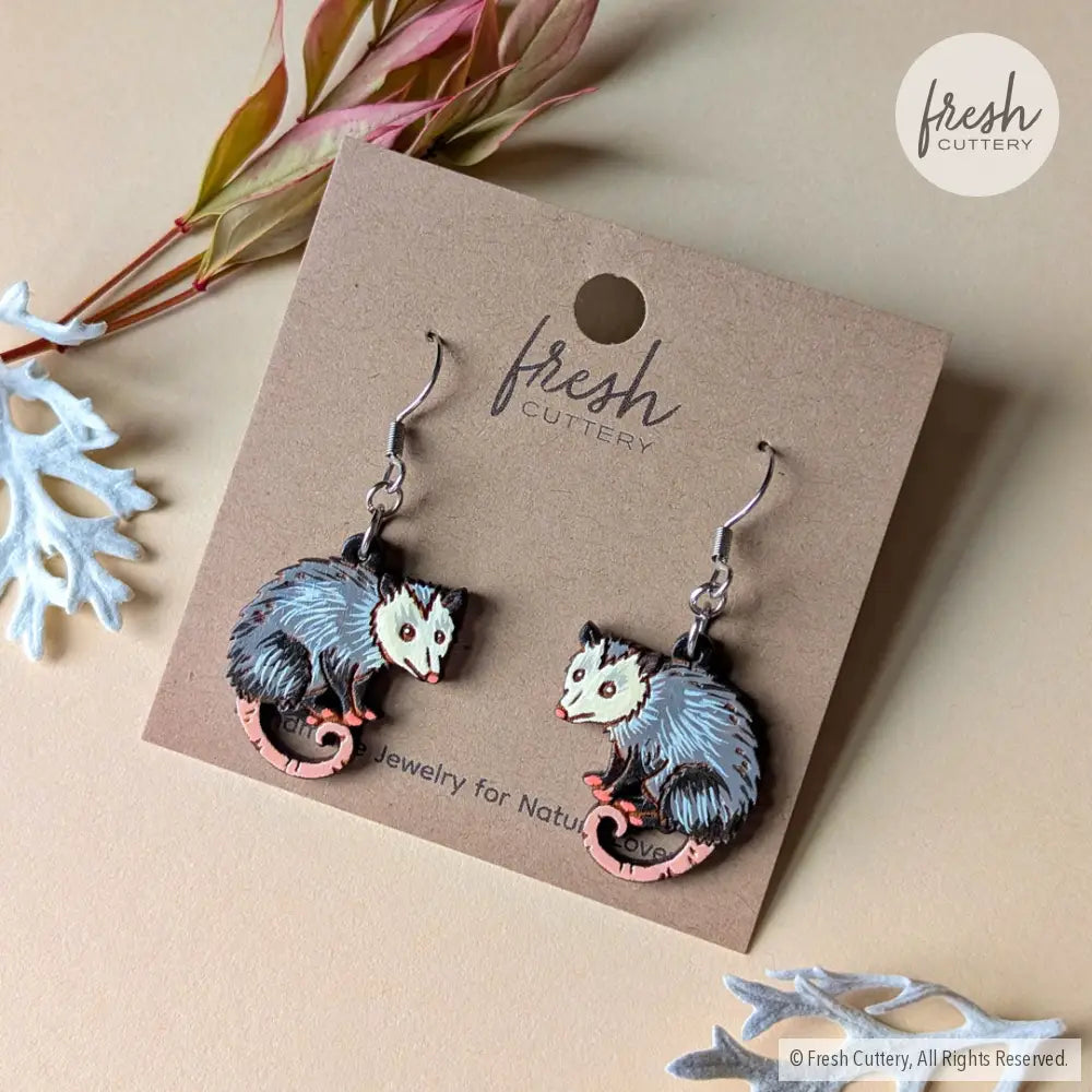 Mini Opossum Earrings Dangle and Drop Earrings