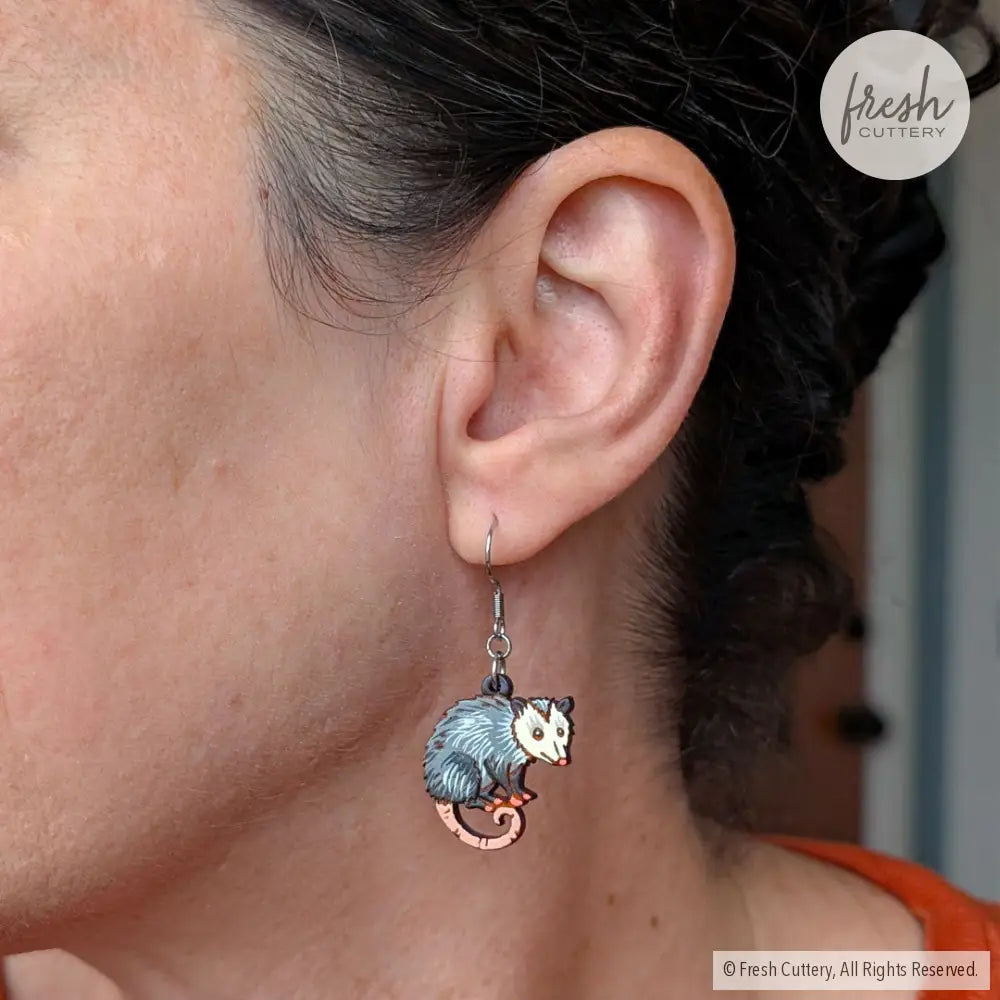 Mini Opossum Earrings Dangle and Drop Earrings
