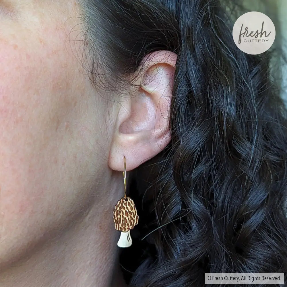 Morel Mushroom Mini Hoops Dangle And Drop Earrings