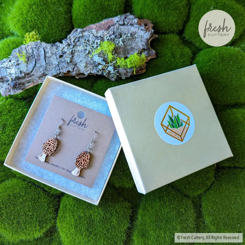 Morel Mushroom Mini Hoops Dangle And Drop Earrings