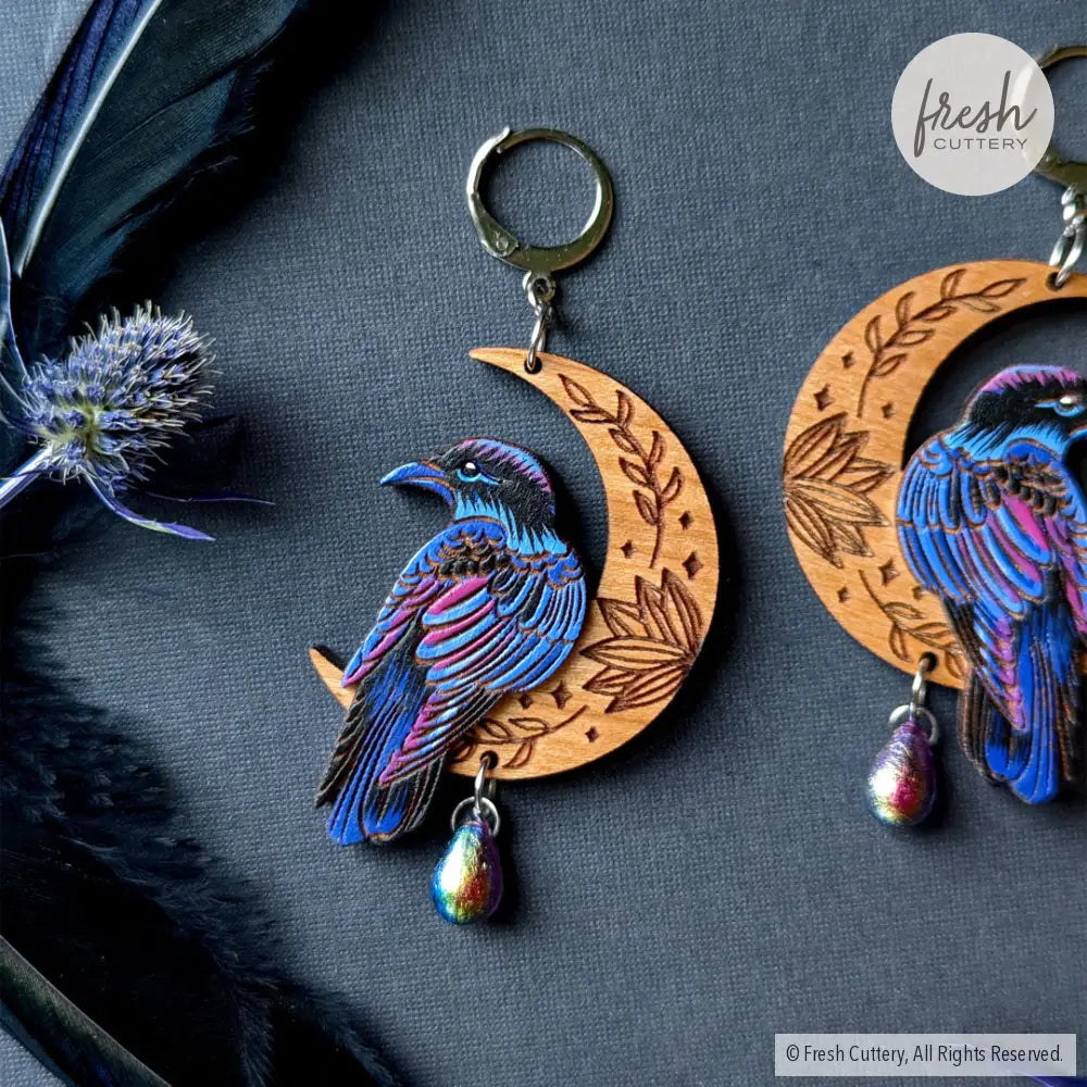 Mystical Raven Statement Earrings Dangle And Drop