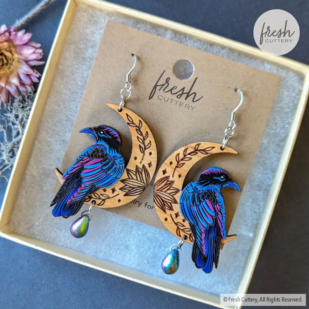Mystical Raven Statement Earrings Dangle And Drop