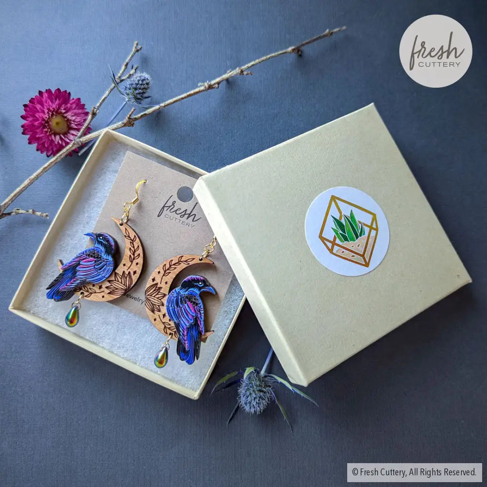 Mystical Raven Statement Earrings Dangle And Drop