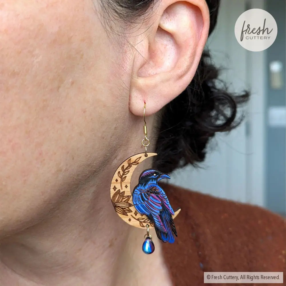 Mystical Raven Statement Earrings Dangle And Drop