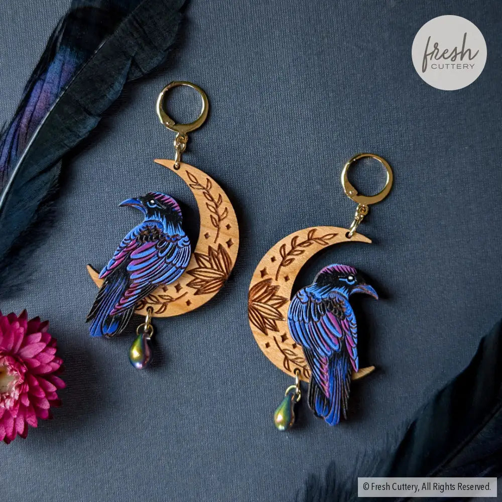 Mystical Raven Statement Earrings Gold Leverbacks / 1. Magic Blueberry Dangle And Drop