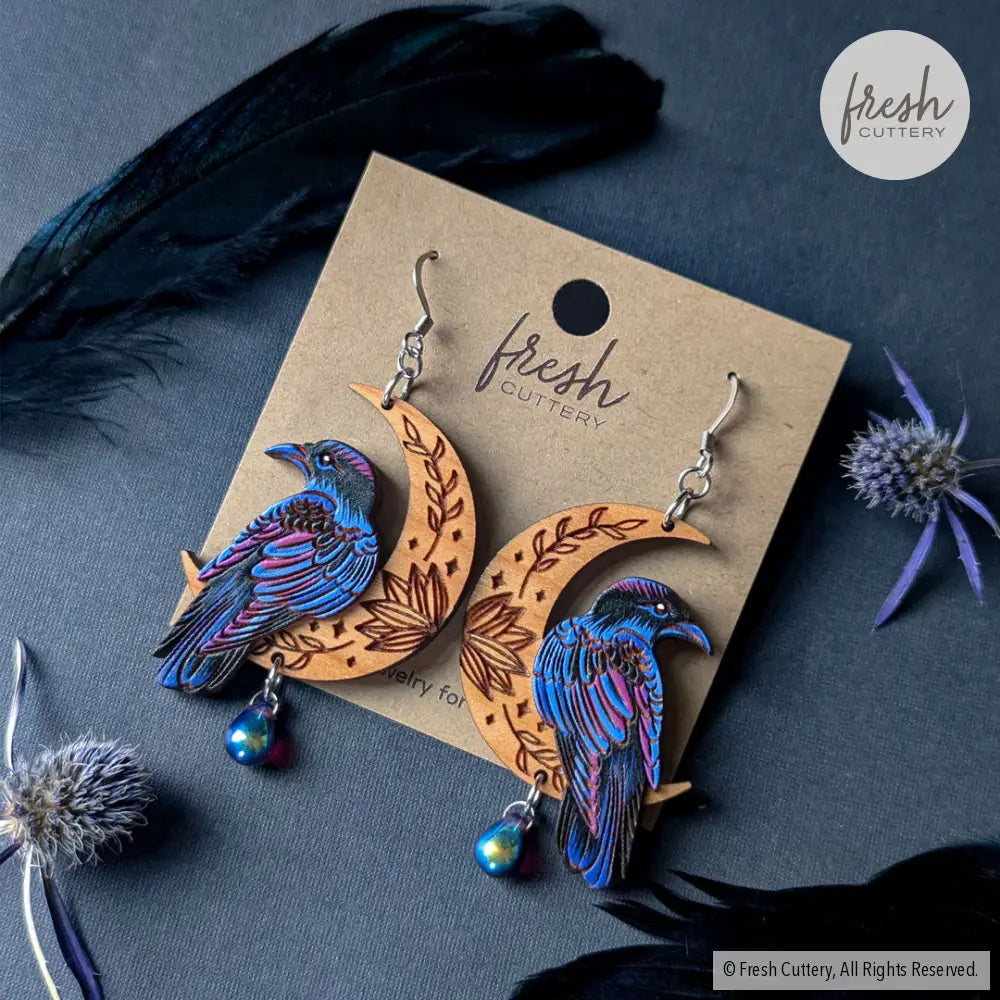 Mystical Raven Statement Earrings Silver Ear Wires / 1. Magic Blueberry Dangle And Drop