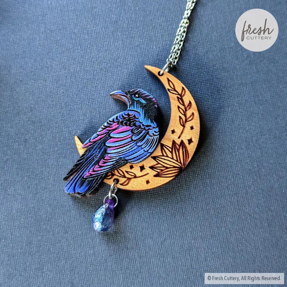 Mystical Raven Statement Necklace 1. Magic Blueberry / Gold Necklaces