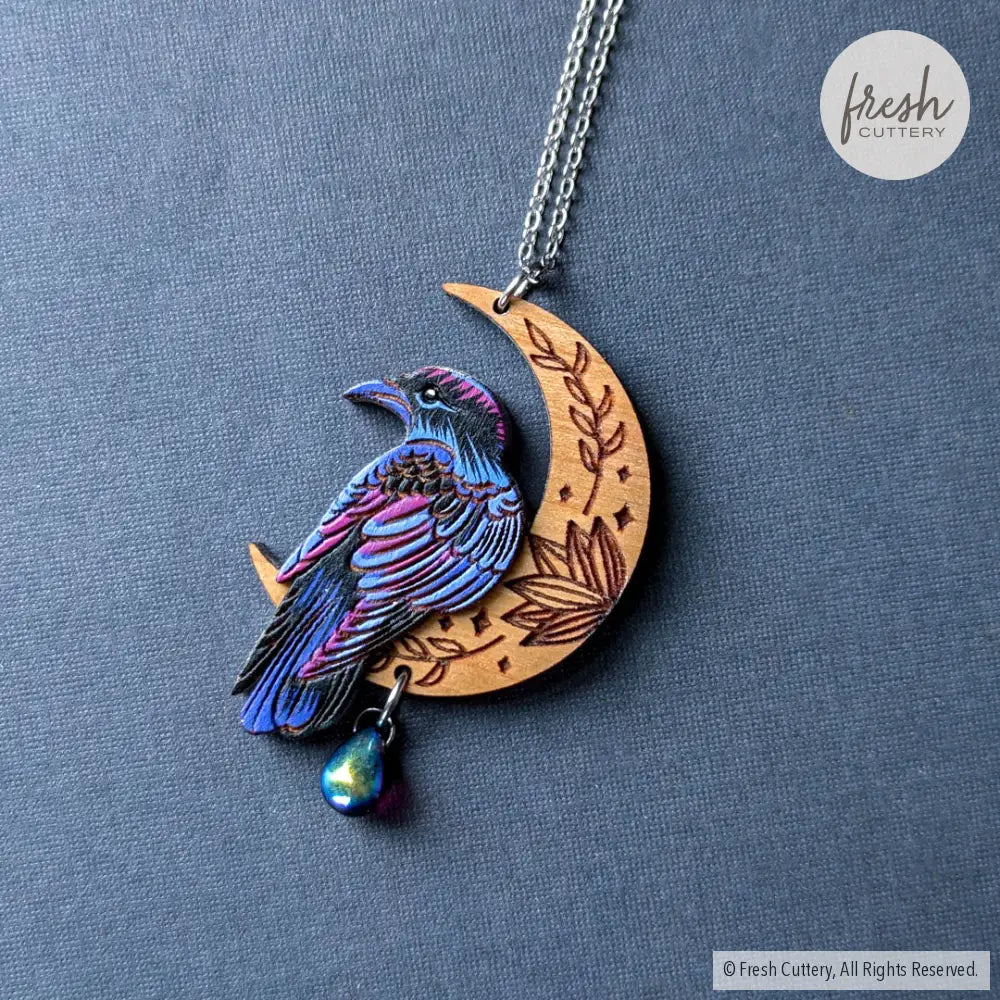 Mystical Raven Statement Necklace 3. Aurora Borealis / Gold Necklaces